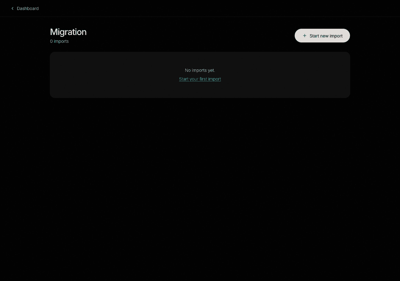 The migration tab main view showing per-folder import progress