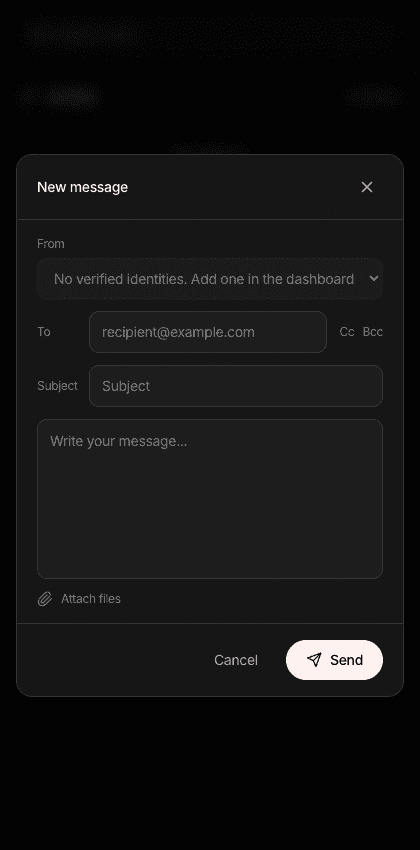 The compose window on a mobile viewport